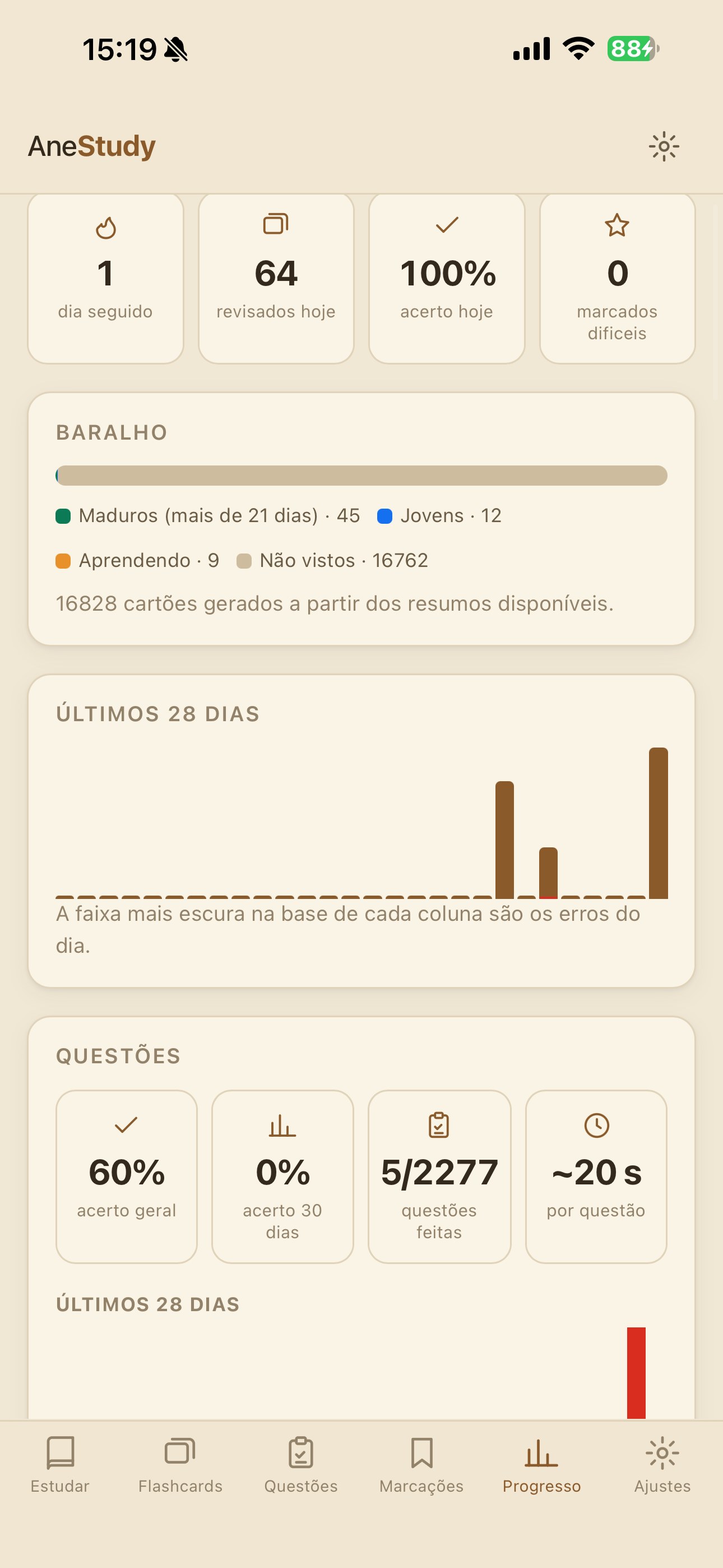 Tela de progresso do AneStudy